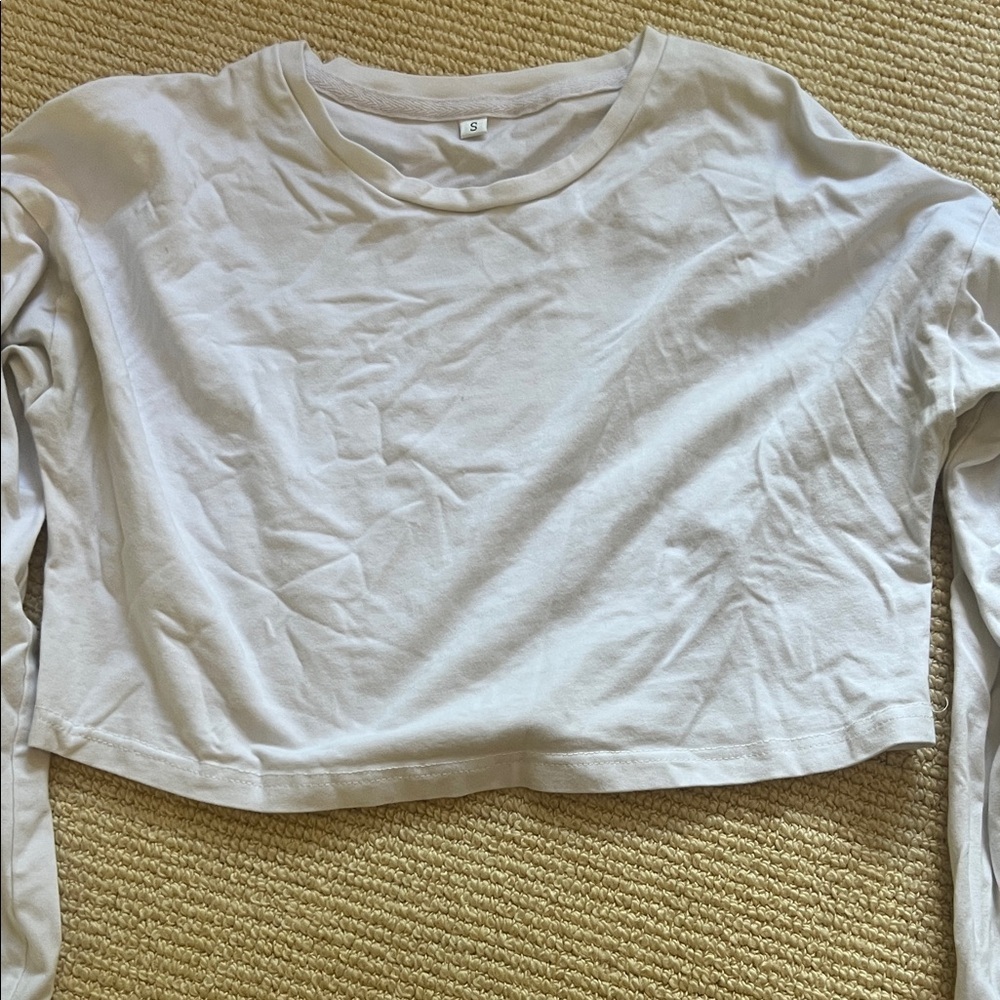 Women's Long Sleeve Crop Top - White - Picture 3 of 6